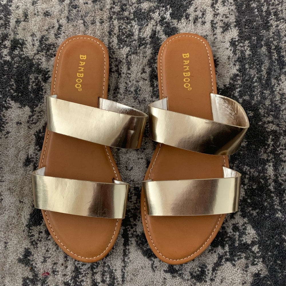 Bamboo double strap sandals